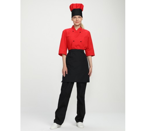 Костюм женский повара Шеф (тк.ТиСи), черный/красный