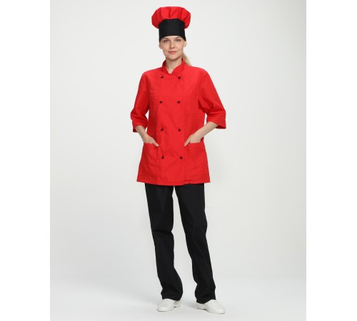 Костюм женский повара Шеф (тк.ТиСи), черный/красный