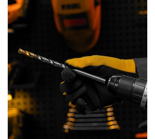 Сверло спиральное по металлу 10 х 184 мм, Р6М5, Golden Tip, удлиненное Denzel