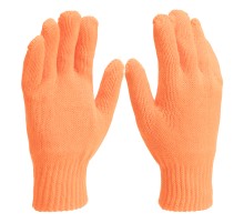 Перчатки трикотажные, акрил, двойные, оранжевый, двойная манжета Сибртех
