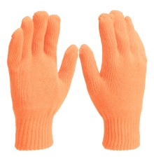 Перчатки трикотажные, акрил, двойные, оранжевый, двойная манжета Сибртех