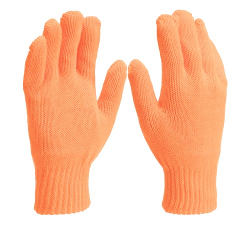 Перчатки трикотажные, акрил, двойные, оранжевый, двойная манжета Сибртех