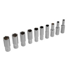 Набор удлиненных торцевых головок 1/4, шестигранные, CrV, 10 шт, 4-13 мм Stels
