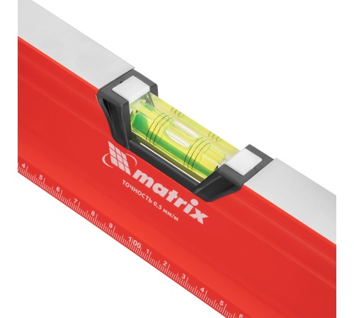 Уровень алюминиевый, магнит, фрезерованный, 3 глазка (1 зеркальный), двухкомпонентные рукоятки, 2000 мм Matrix