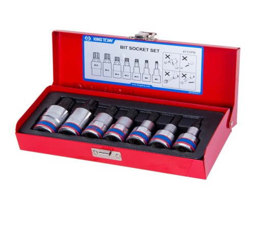Набор торцевых насадок 1/2", Spline, M6-M18, L = 60 мм, 7 предметов  KING TONY 4117PR