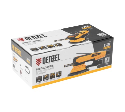 Машина шлифовальная орбитальная бесщет OS-150-BL, 350 Вт, 4000-10000 об/мин Denzel