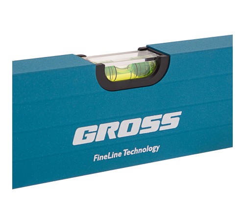 Уровень алюминиевый, 800 мм, усиленный с ударопрочными заглушками, рукоятки, 3 глазка Gross