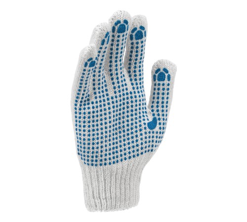 Перчатки трикотажные, х/б, 200 пар, ПВХ точка, 6 нитей, 10 класс Сибртех