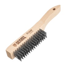 Щетка зачистная 6-и рядная, прямая проволока из нержавеющей стали с деревянной ручкой, EFP// Denzel