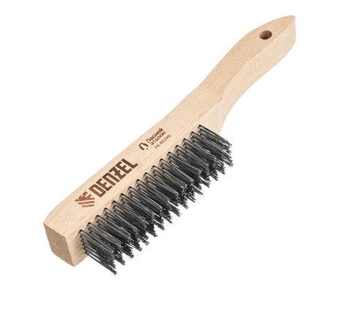 Щетка зачистная 6-и рядная, прямая проволока из нержавеющей стали с деревянной ручкой, EFP// Denzel