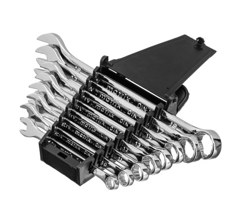 Набор ключей комбинированных, 8-19 мм, 8 шт, CrV, полированный хром Matrix