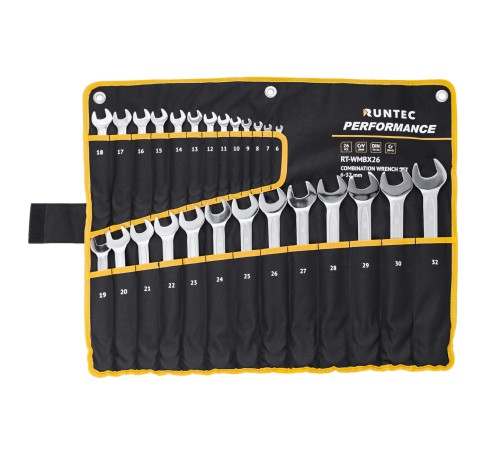RUNTEC RT-WMBX26 Набор ключей комбинированных RUNTEC CrV 6-32 мм в сумке, 26 предметов