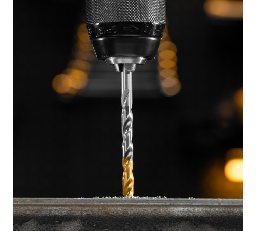 Набор сверл по металлу, 1,5-6,5мм, Р6М5-TiN, Golden Tip, 13 шт Denzel