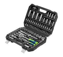 Набор инструментов, 1/2", 1/4", пластиковый кейс, 94 предмета// Сибртех