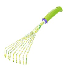 Грабли веерные 9 - зубые, 130 х 415 мм, стальные, пластиковая рукоятка, Flower Green, Palisad