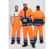 Костюм Дорожник (тк.Смесовая,210) п/к, оранжевый/т.синий