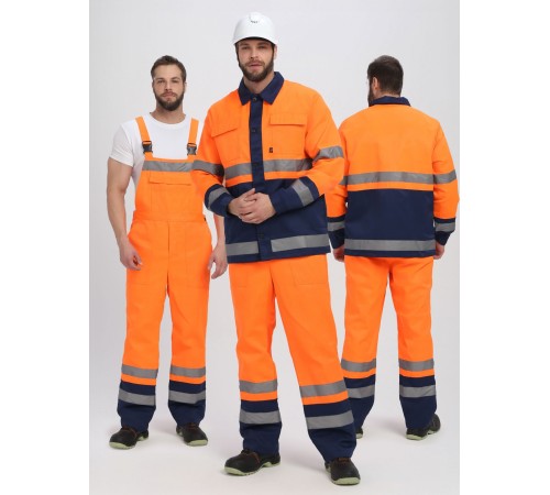 Костюм Дорожник (тк.Смесовая,210) п/к, оранжевый/т.синий
