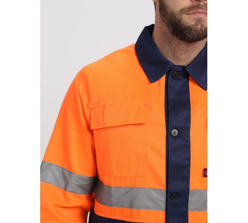 Костюм Дорожник (тк.Смесовая,210) п/к, оранжевый/т.синий