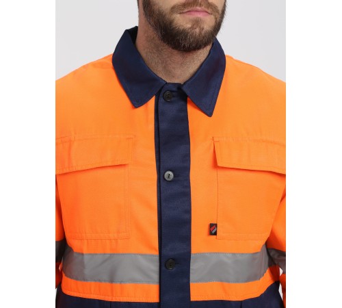 Костюм Дорожник (тк.Смесовая,210) п/к, оранжевый/т.синий