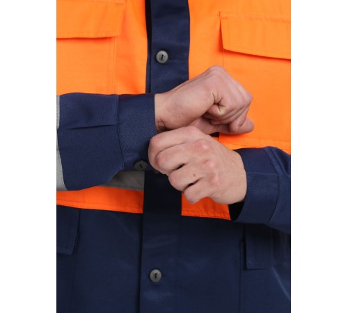 Костюм Дорожник (тк.Смесовая,210) п/к, оранжевый/т.синий
