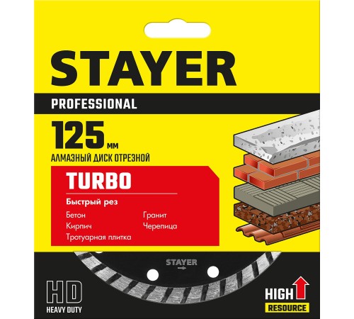 STAYER Ø 125Х22.2 мм, алмазный, сегментный, диск отрезной PROGRESSIVE 3662-125_z02 Professional