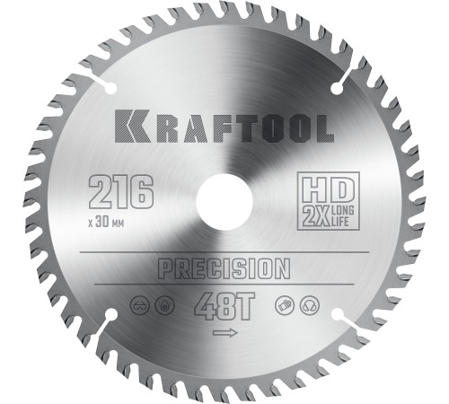 KRAFTOOL Precision, 216 х 30 мм, 48Т, пильный диск по дереву (36952-216-30) KRAFTOOL Precision, 216 х 30 мм, 48Т, пильный диск по дереву (36952-216-30)