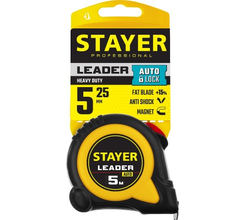 STAYER Leader, 5 м х 25 мм, рулетка с автостопом, Professional (3402-5) STAYER Leader, 5 м х 25 мм, рулетка с автостопом, Professional (3402-5)