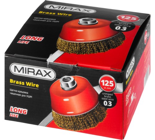 MIRAX Ø 125 мм, проволока 0.3 мм, щетка чашечная для УШМ 35142-125 MIRAX Ø 125 мм, проволока 0.3 мм, щетка чашечная для УШМ 35142-125
