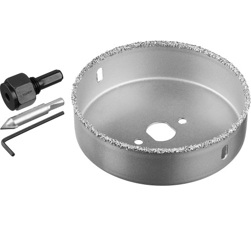 ЗУБР d 102 мм, L - 25 мм, карбид-вольфрамовая крошка, в сборе, коронка-чашка 33360-102_z01 Профессионал