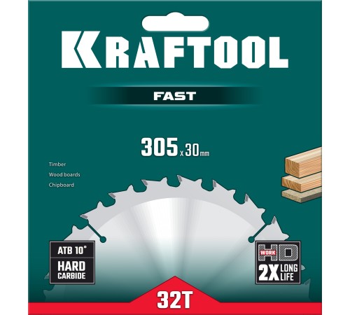 KRAFTOOL Fast, 305 х 30 мм, 32Т, пильный диск по дереву (36950-305-30) KRAFTOOL Fast, 305 х 30 мм, 32Т, пильный диск по дереву (36950-305-30)