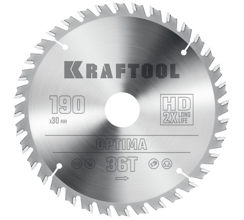 KRAFTOOL Optima, 190 х 30 мм, 36Т, пильный диск по дереву (36951-190-30) KRAFTOOL Optima, 190 х 30 мм, 36Т, пильный диск по дереву (36951-190-30)
