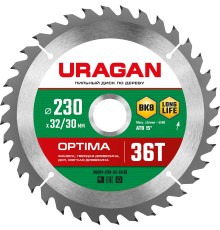 URAGAN Optima, 230 х 32/30 мм, 36Т, пильный диск по дереву (36801-230-32-36) URAGAN Optima, 230 х 32/30 мм, 36Т, пильный диск по дереву (36801-230-32-36)