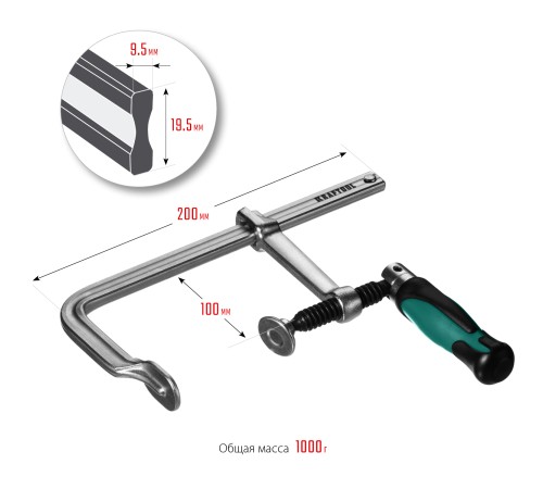 KRAFTOOL F 200х100 мм, струбцина 32014-100-200 KRAFTOOL F 200х100 мм, струбцина 32014-100-200