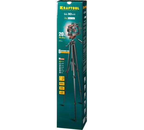 KRAFTOOL линейный лазерный нивелир со штативом LL3D #3 34640-3 Professional KRAFTOOL линейный лазерный нивелир со штативом LL3D #3 34640-3 Professional