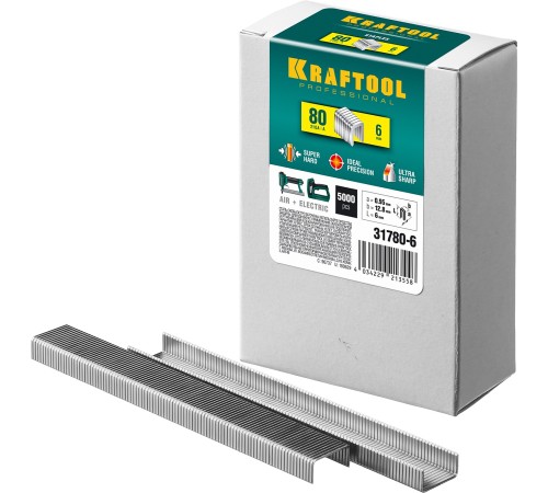 KRAFTOOL скобы тип 80, 6 мм, скобы для степлера 31780-6 KRAFTOOL скобы тип 80, 6 мм, скобы для степлера 31780-6