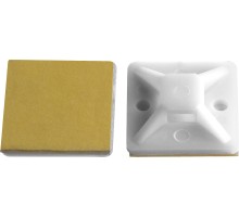 ЗУБР ПХС, 25 x 25 мм, нейлон, 100 шт, белая, самоклеющаяся площадка под хомут-стяжку (30915-25)