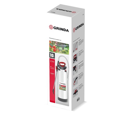 GRINDA TS-10, 10 л, широкая горловина, устойчивое днище, переносной опрыскиватель (8-425119)