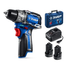 ЗУБР КОМПАКТ #3, 12 В, 45 Н·м, 2 АКБ тип Т7 (2 А·ч), дрель-шуруповерт, BRUSHLESS, кейс, Профессионал (DB-121-22)