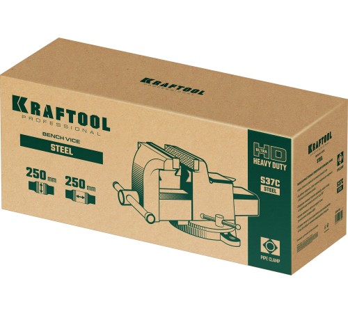 KRAFTOOL Steel, 250 мм, стальные слесарные тиски (32701-250) KRAFTOOL Steel, 250 мм, стальные слесарные тиски (32701-250)