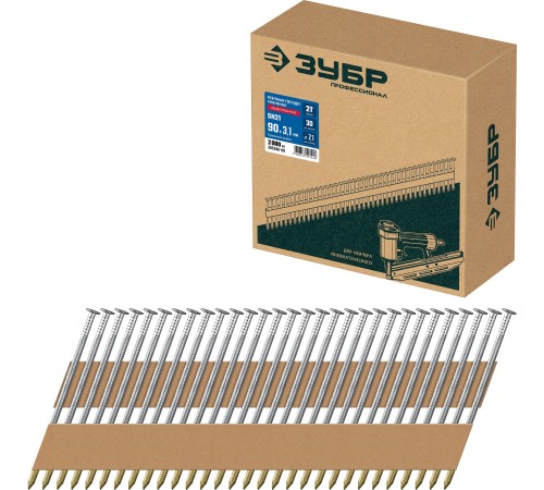 ЗУБР SN21 90 х 3.1 мм, реечные гвозди рифленые оцинкованные, 2010 шт(305396-90) ЗУБР SN21 90 х 3.1 мм, реечные гвозди рифленые оцинкованные, 2010 шт(305396-90)