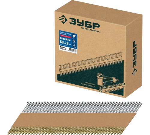 ЗУБР SN34 (D34) 50 х 2.8 мм, реечные гвозди рифленые оцинкованные, 5000 шт (305399-50) ЗУБР SN34 (D34) 50 х 2.8 мм, реечные гвозди рифленые оцинкованные, 5000 шт (305399-50)