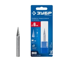 ЗУБР 6х18 мм, тип M (конус с острым углом 14°), хв-к 6 мм, твердосплавная борфреза, ПРОФЕССИОНАЛ (28811-6-18)