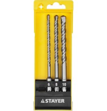 STAYER 3 шт: 6 x 160, 8 x 160, 10 x 160 мм, набор SDS-plus буров (29250-H3) STAYER 3 шт: 6 x 160, 8 x 160, 10 x 160 мм, набор SDS-plus буров (29250-H3)
