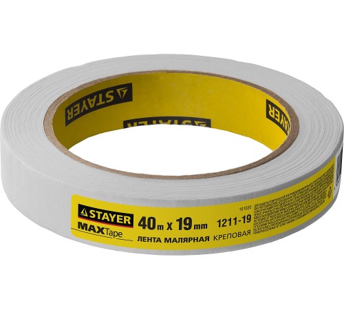 STAYER 19 мм, 40 м, до +80° С, лента малярная 1211-19 STAYER 19 мм, 40 м, до +80° С, лента малярная 1211-19