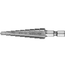 STAYER 4-12 мм, 9 ступеней, сталь HSS, ступенчатое сверло (29660-4-12-9) STAYER 4-12 мм, 9 ступеней, сталь HSS, ступенчатое сверло (29660-4-12-9)