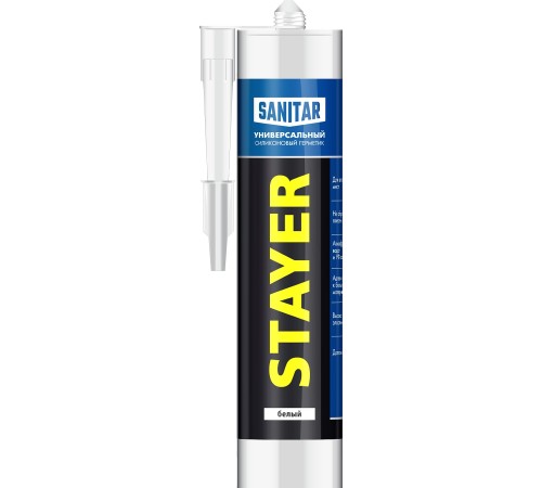 STAYER 260 мл, санитарный, белый, силиконовый герметик 41215-0_z01 STAYER 260 мл, санитарный, белый, силиконовый герметик 41215-0_z01