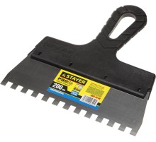 STAYER PROFlat, 200 мм, зуб 8 х 8 мм, пластиковая ручка, зубчатый, нержавеющий фасадный шпатель, Professional (1009-20-08)