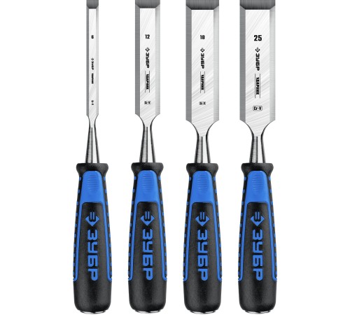 ЗУБР 4 шт, 6/12/18/25 мм, набор стамесок 18097-H4