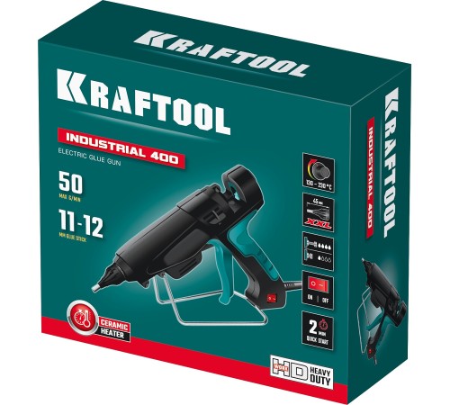 KRAFTOOL Industrial 400, d 11 - 12 мм, 50 г/мин, 130 - 230°C, электрический термоклеевой пистолет (06843-300-12) KRAFTOOL Industrial 400, d 11 - 12 мм, 50 г/мин, 130 - 230°C, электрический термоклеевой пистолет (06843-300-12)