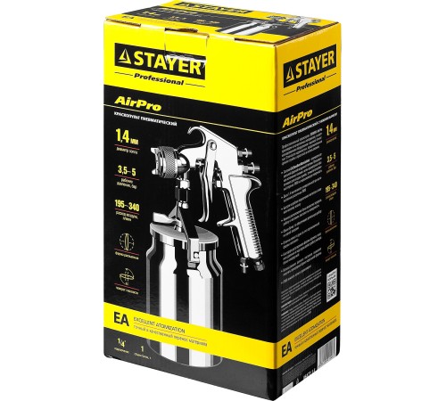 STAYER сопло 1,4 мм, краскопульт пневматический с нижним бачком AIRPro 06477-1.4 Professional